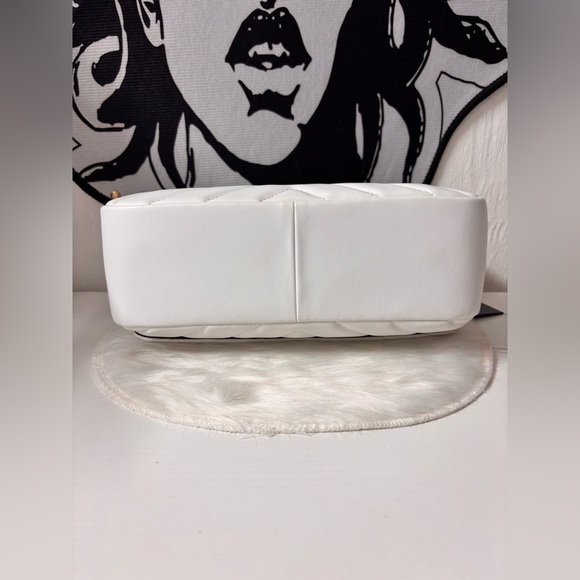 DKNY White Quilted Shoulder Bag with Gold Chain Accent - Picture 3 of 5